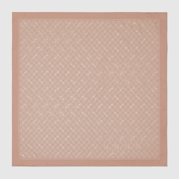 NEW AUTHENTIC GUCCI -GG PRINT WITH HORSEBIT SILK CARRÉ - Picture 5 of 17